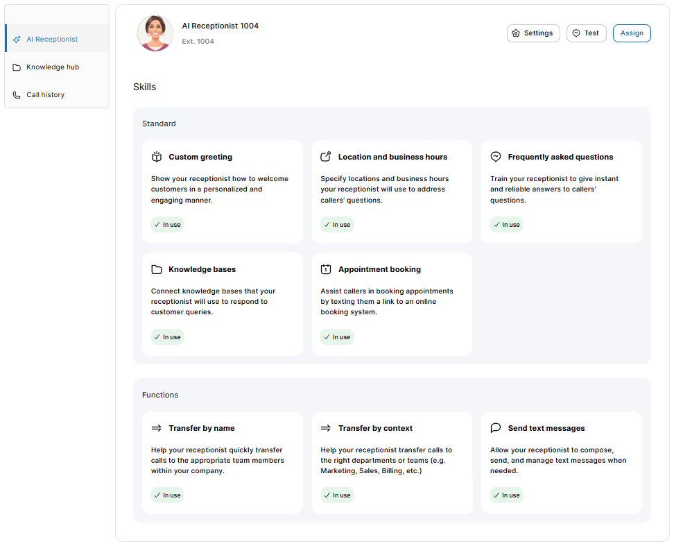 RingCentral AI Receptionist Tab